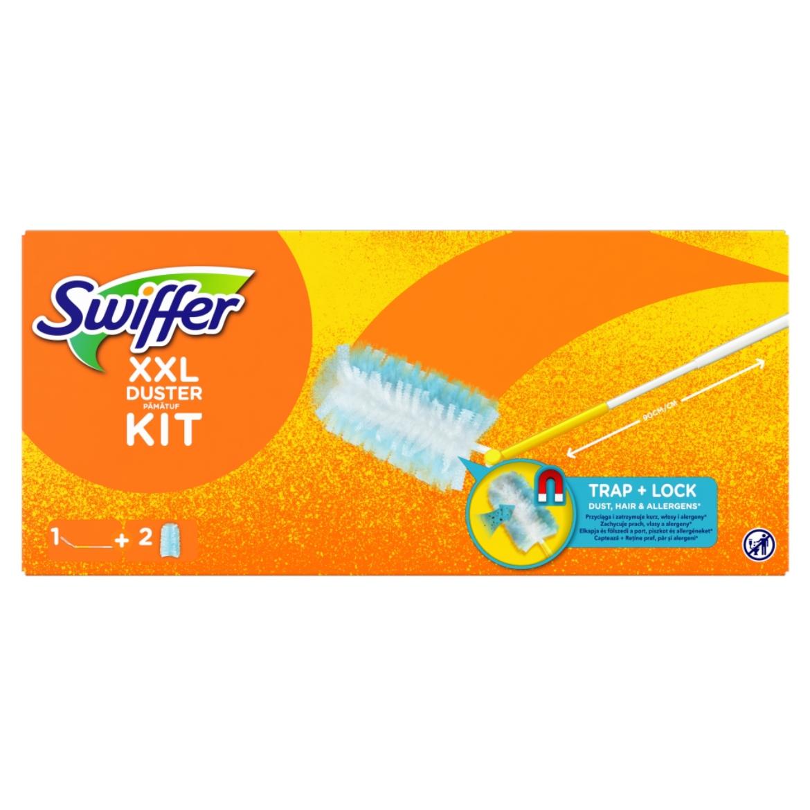 Swiffer XXL Trap & Lock Padló Portalanító Készlet (1 db Nyél + 2 db Portalanító-Kendő Utántöltő)