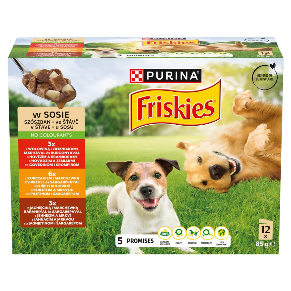 Friskies teljes értékű kutyaeledel felnőtt kutyák számára szószban 12 x  (1020 g)