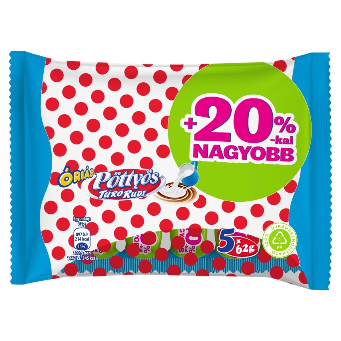 Pöttyös Óriás Túró Rudi natúr túródesszert tejes bevonattal 5 x  (310 g)