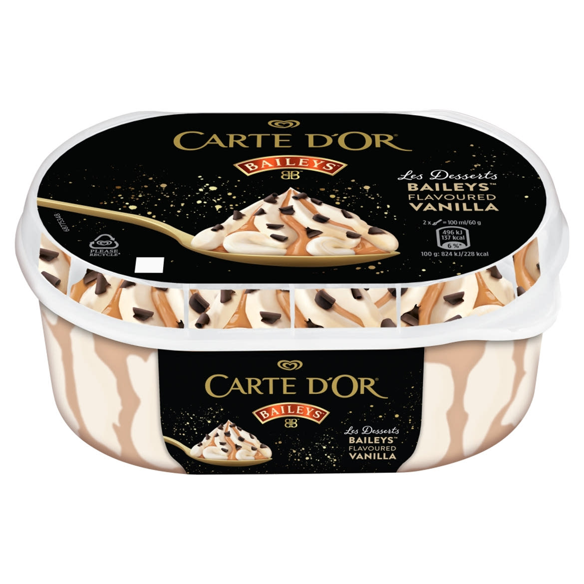 Carte D'Or vanília-Baileys ízű jégkrém Baileys ízű karamelles szósszal, csokoládédarabkákkal