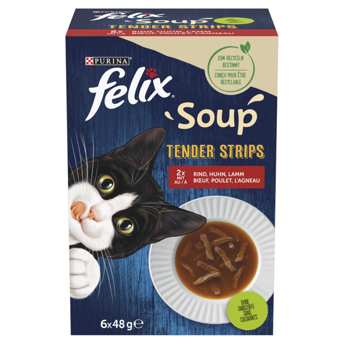 Felix Soup Tender Strips Házias válogatás szószban nedves macskaeledel falatkákkal 6 x  (288 g)