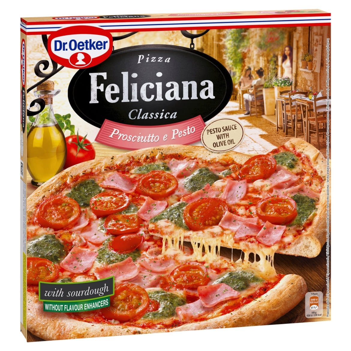 Dr. Oetker Feliciana gyorsfagyasztott pizza sonkával és pesto szósszal