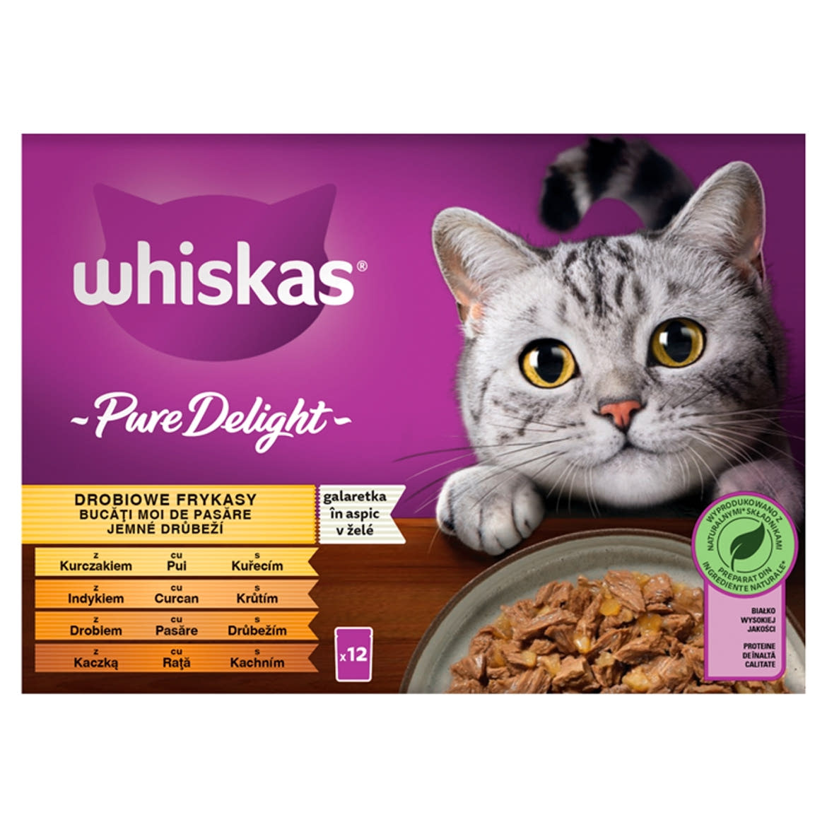 Whiskas Pure Delight teljes értékű nedves eledel felnőtt macskáknak 12 x 85 g