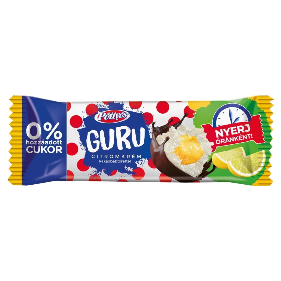 Pöttyös Guru 0% túródesszert kakaós étbevonattal, citromos krémtöltelékkel