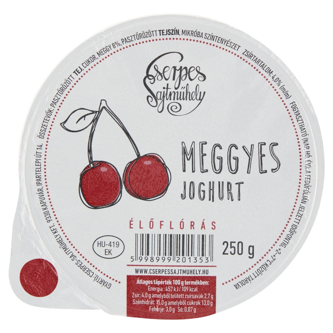 Cserpes Sajtműhely meggyes joghurt