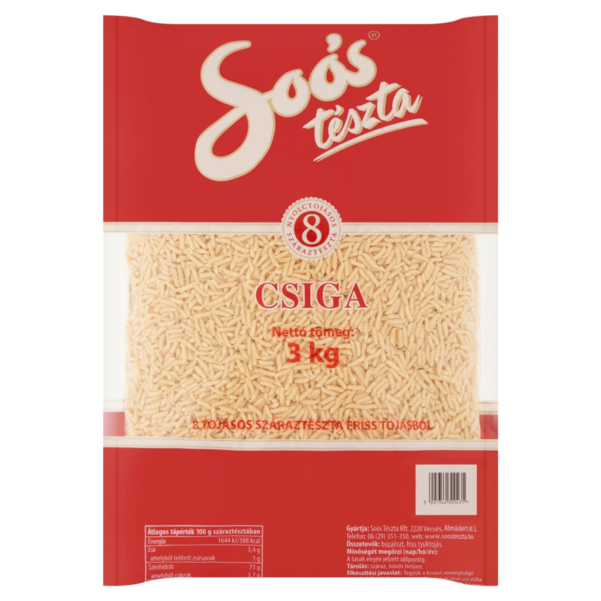 Soós csiga 8 tojásos száraztészta