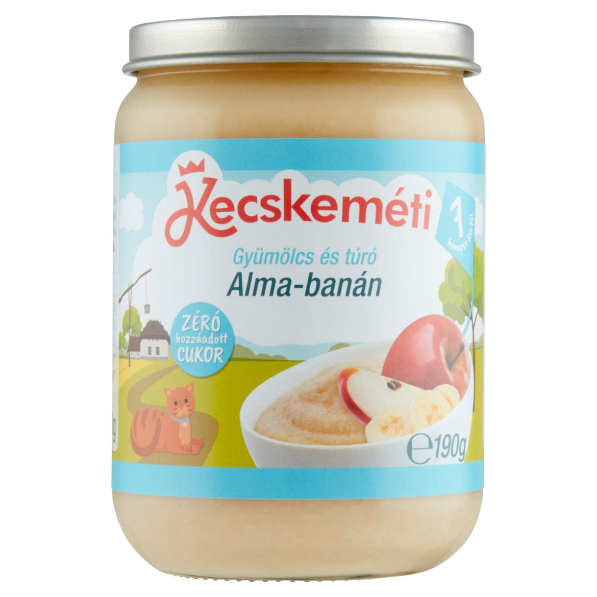 Kecskeméti BIO gyümölcs és túró alma-banán bébidesszert 7 hónapos kortól