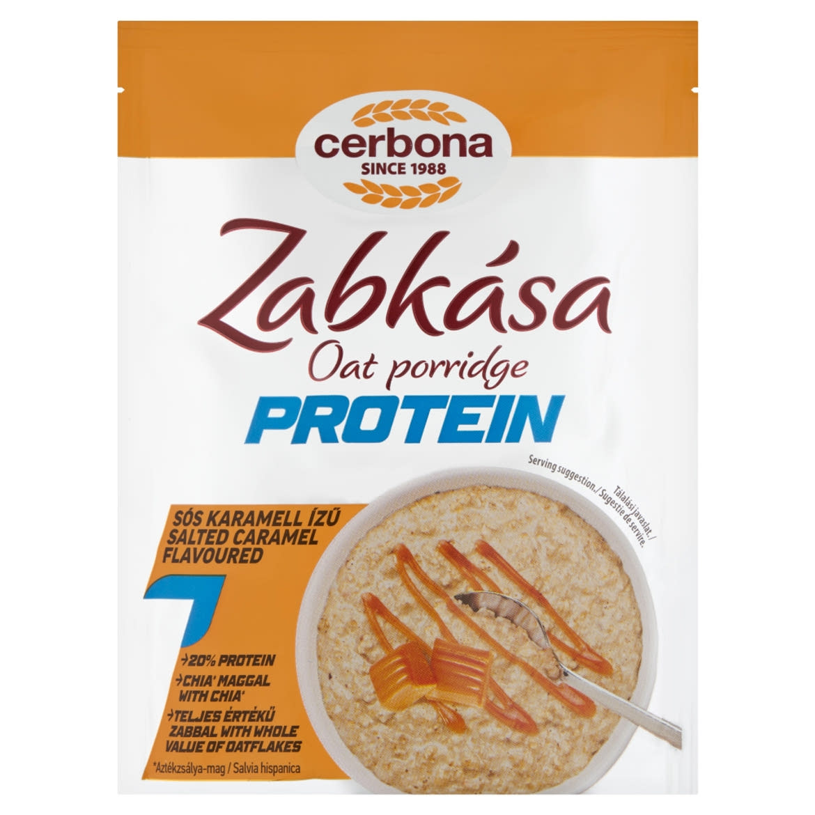 Cerbona Protein fehérjében gazdag sós karamell ízű zabkása édesítőszerrel