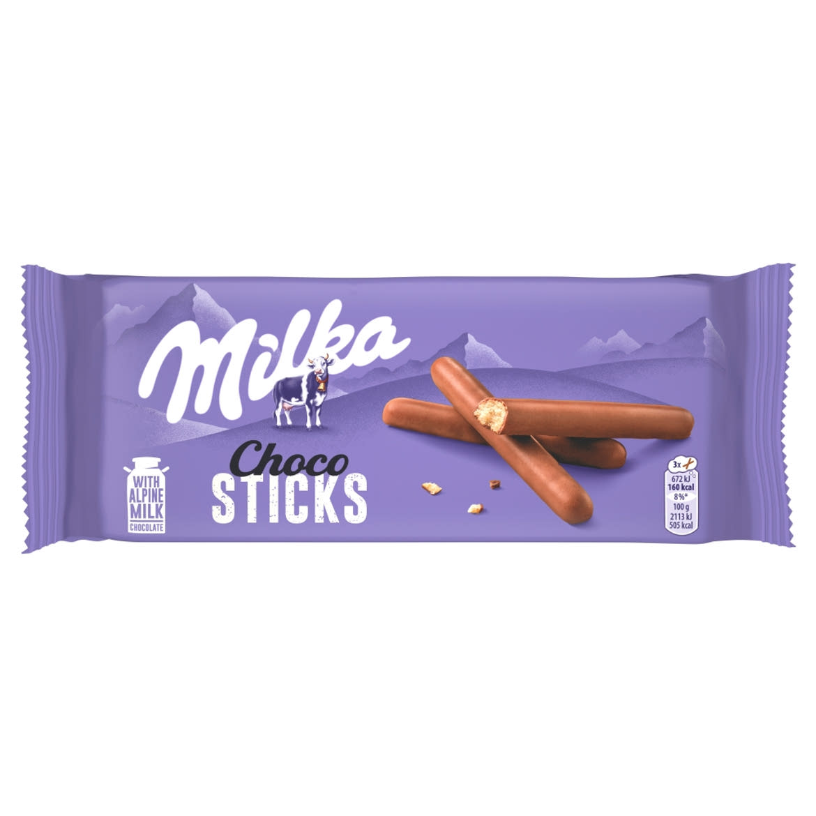 Milka Choco Sticks keksz alpesi tej felhasználásával készült tejcsokoládéval mártva