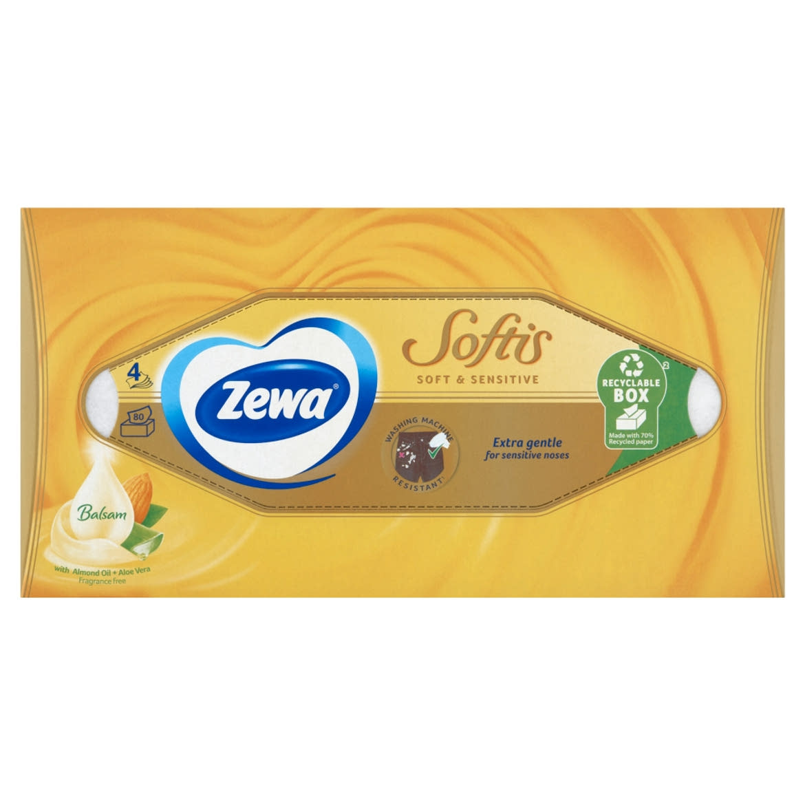 Zewa Softis Soft & Sensitive illatmentes dobozos papír zsebkendő 4 rétegű