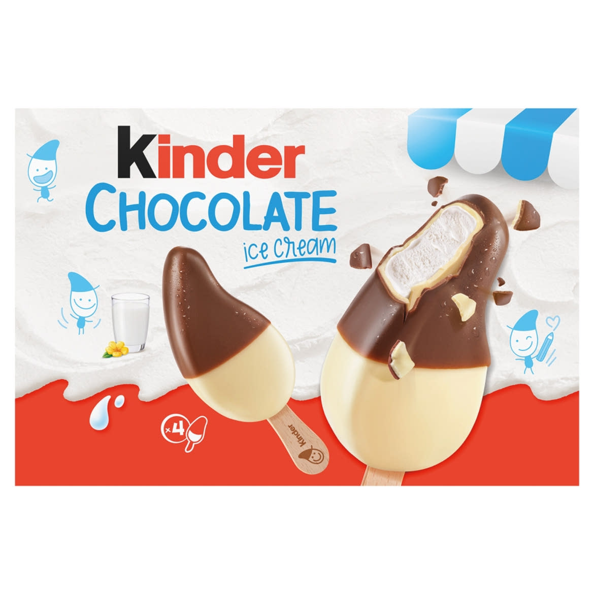 Kinder Chocolate jégkrém tejes bevonattal és minőségi tejcsokoládé bevonattal, 4 db