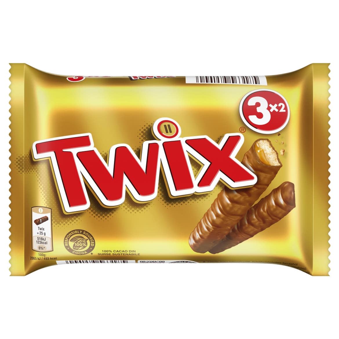 Twix kekszes szeletek karamellával tejcsokoládéba mártva 3 x 2 x  (150 g)