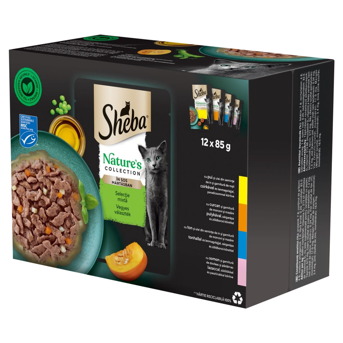 Sheba Nature's Collection Vegyes választék teljes értékű nedves eledel felnőtt macskáknak 12 x