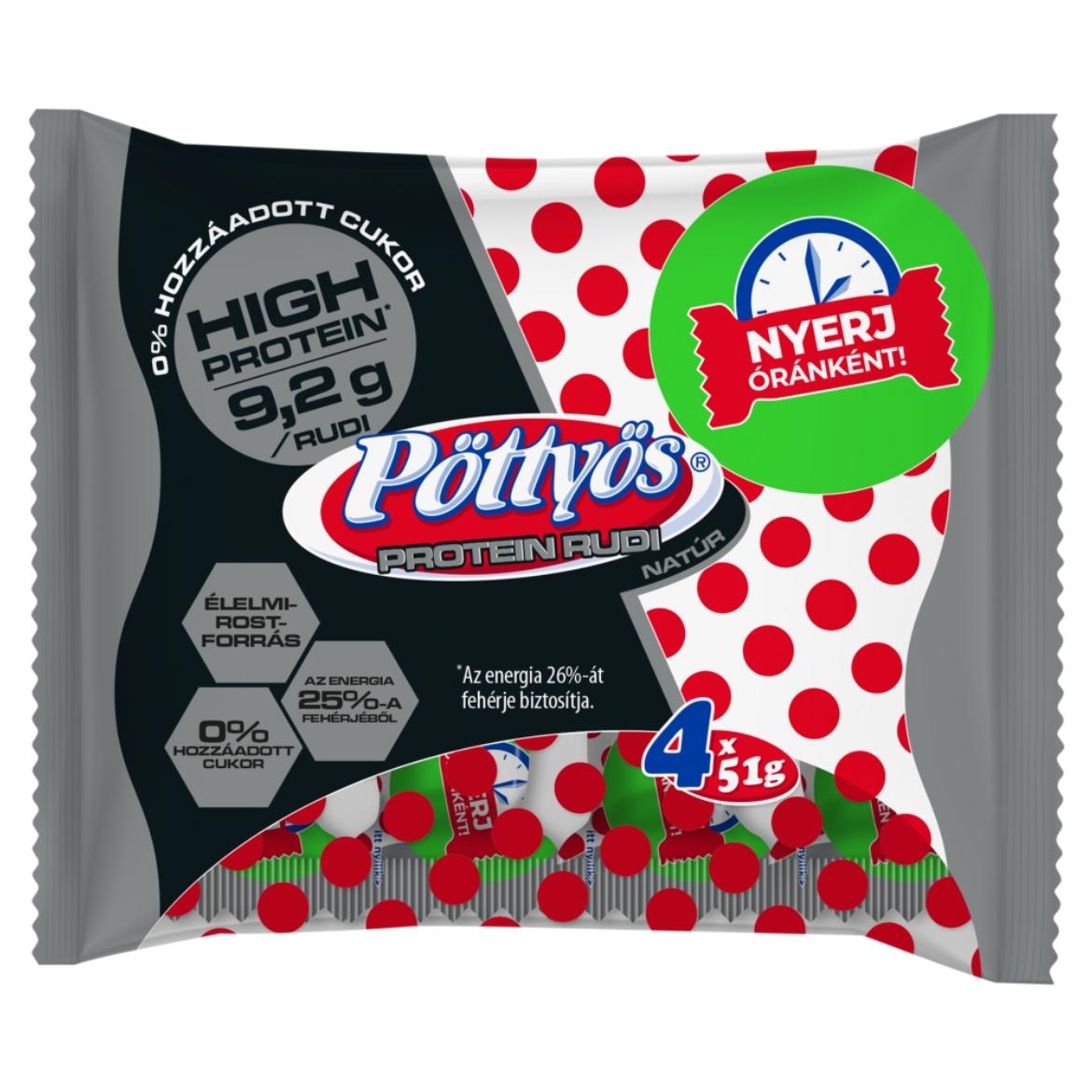 Pöttyös Protein Turó Rudi natúr túródesszert kakaós étbevonattal, édesítőszerekkel 4 x  (204 g)