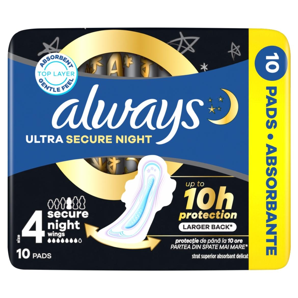 always Ultra Secure Night egészségügyi betét, 10 db