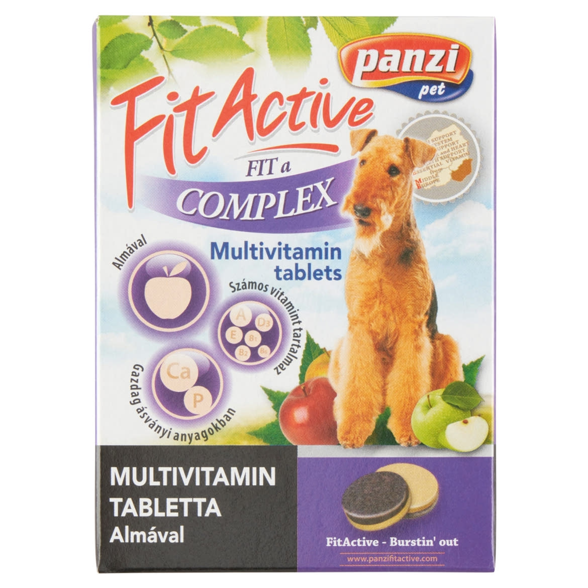 Panzi Fit Active Fit a Complex multivitamin tabletta almával kiegészítő eledel kutyáknak 60 db