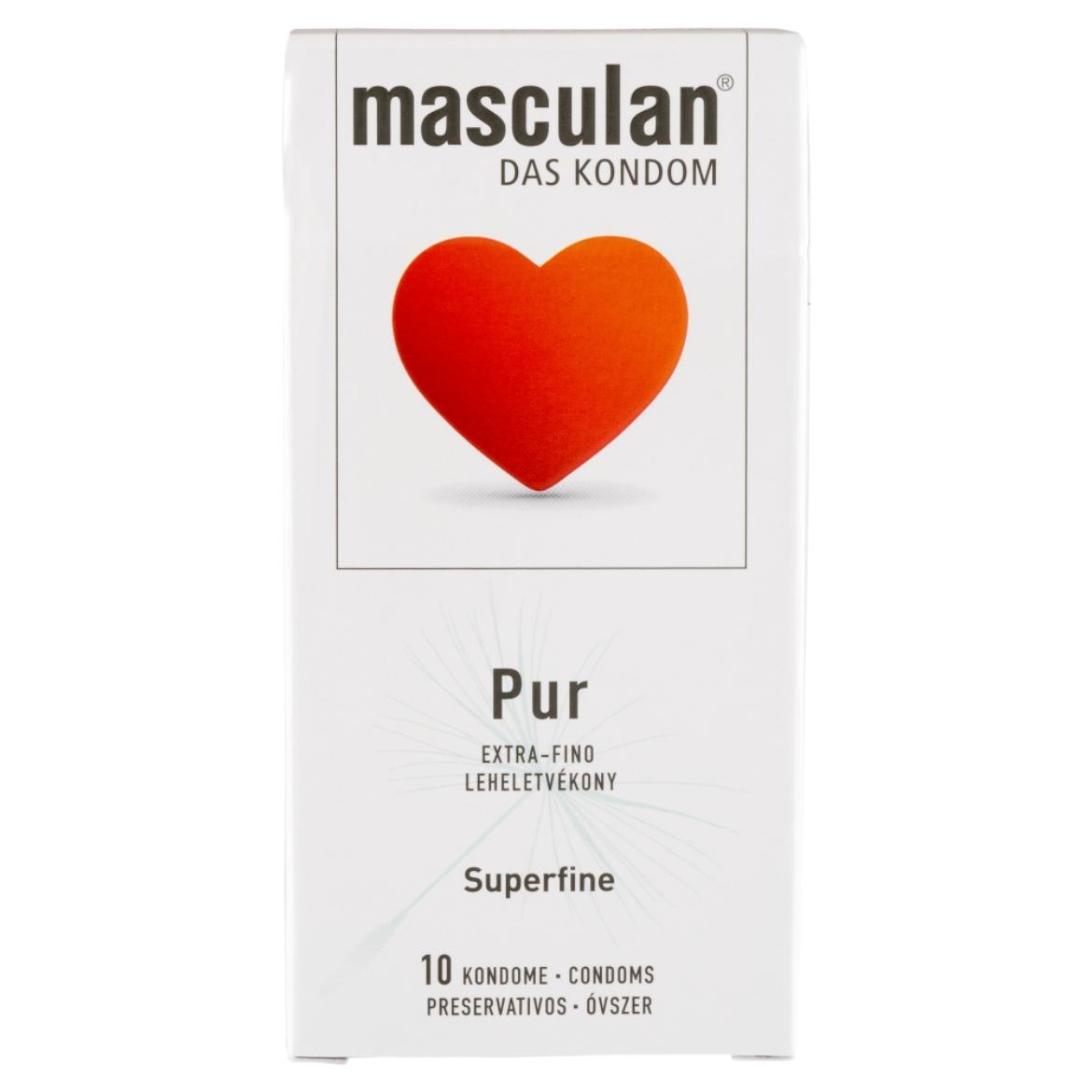 Masculan Pur leheletvékony síkosítóval és ondótartállyal ellátott áttetsző gumióvszer 10 db
