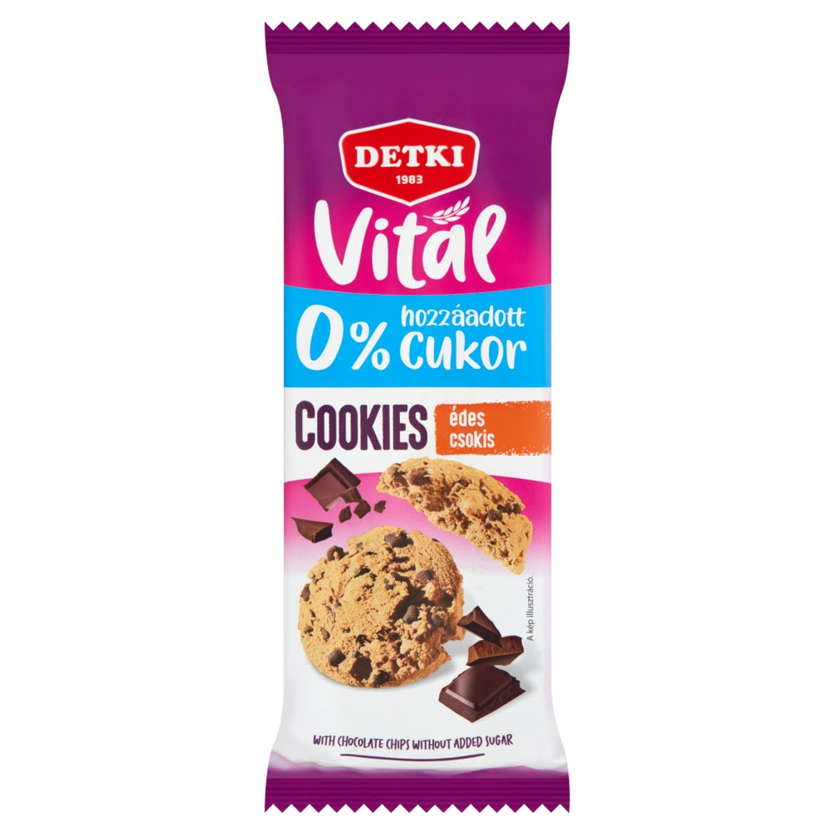 Detki Cookies omlós keksz csokoládé darabokkal és édesítőszerekkel, cukor hozzáadása nélkül