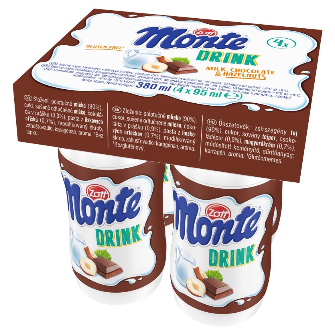Zott Monte csokoládés, mogyorós ital 4 x