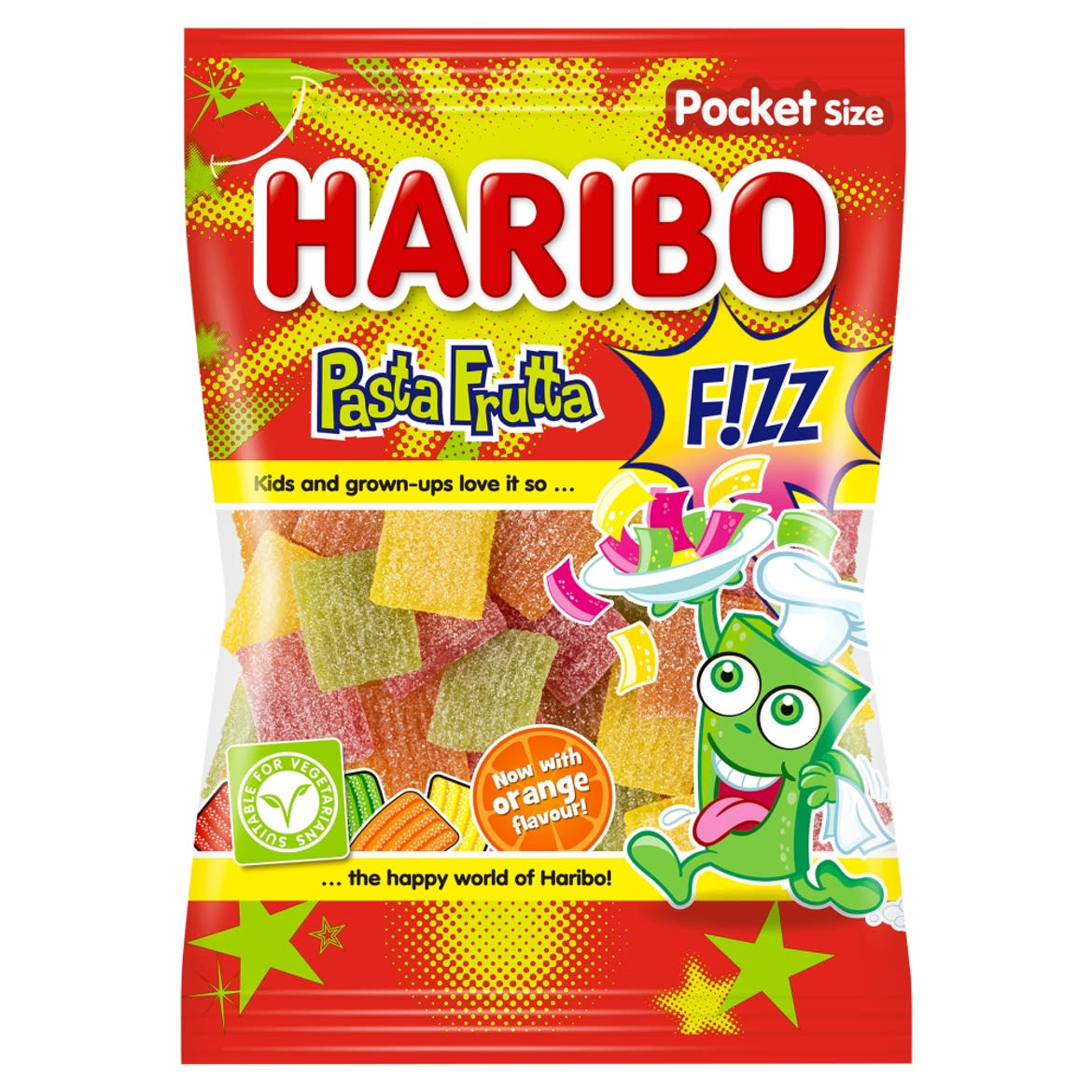 Haribo Pasta Frutta F!zz gyümölcsízű gumicukorka