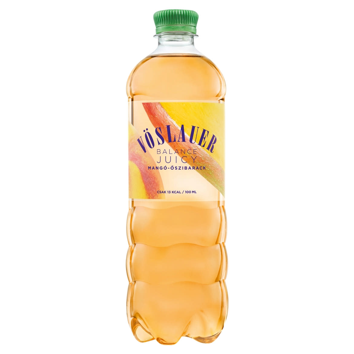 Vöslauer Balance Juicy mangó-őszibarack ízű természetes ásványvíz alapú szénsavas üdítőital, + 50 ft betétdíj, 0,75 L