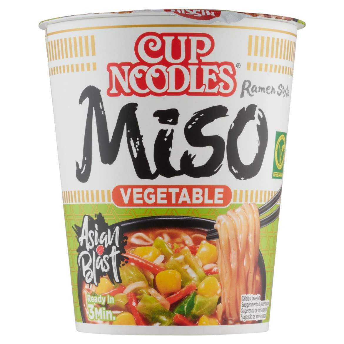 Cup Noodles Miso instant tésztaleves miso ízesítéssel és szárított zöldségekkel japán módra