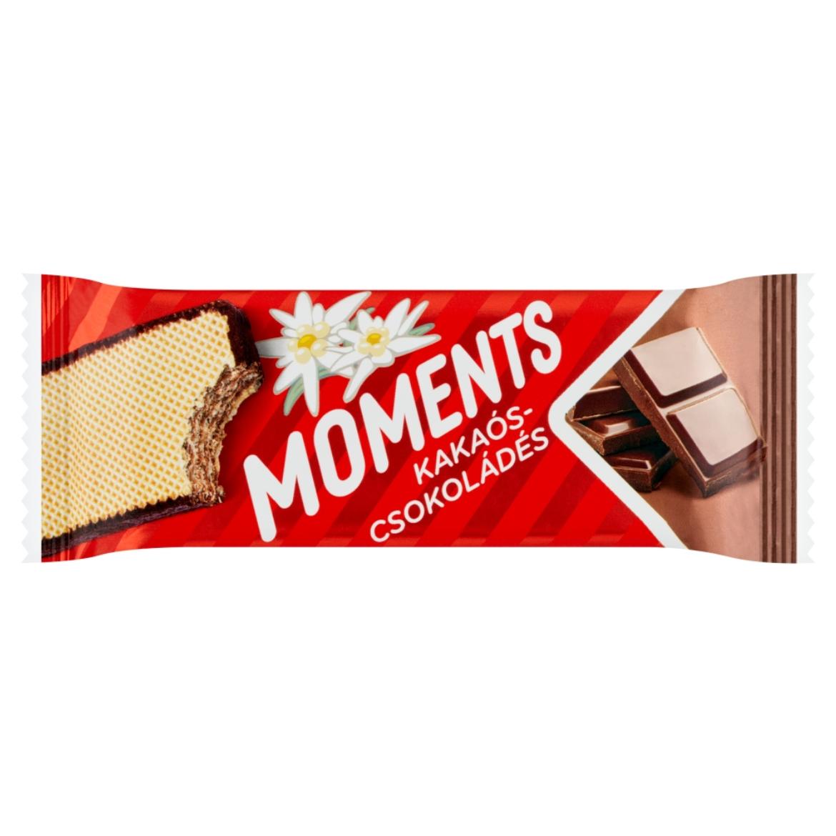 Moments kakaós bevonómasszába mártott, csokoládés-kakaós krémmel töltött ostyaszelet