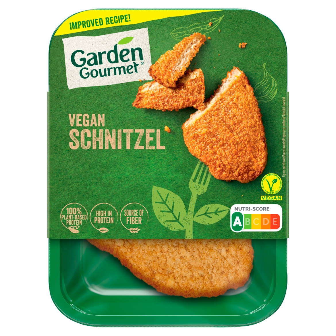 Garden Gourmet szójafehérje alapú bundázott, elősütött, kiolvasztott vegán szelet