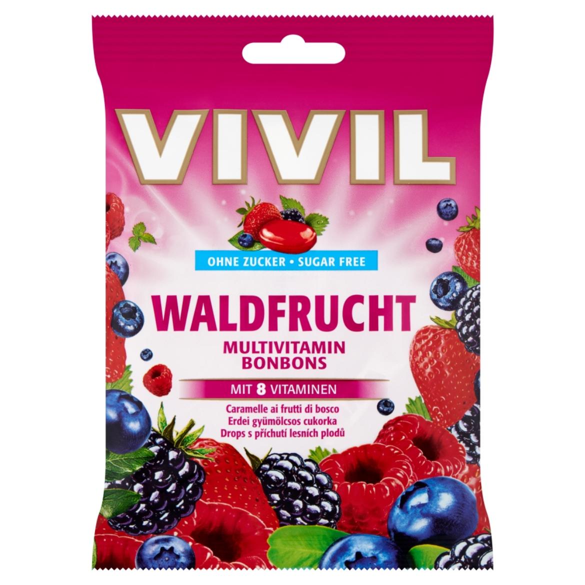 Vivil cukormentes erdei gyümölcs ízű töltetlen keménycukorka édesítőszerekkel és vitaminokkal