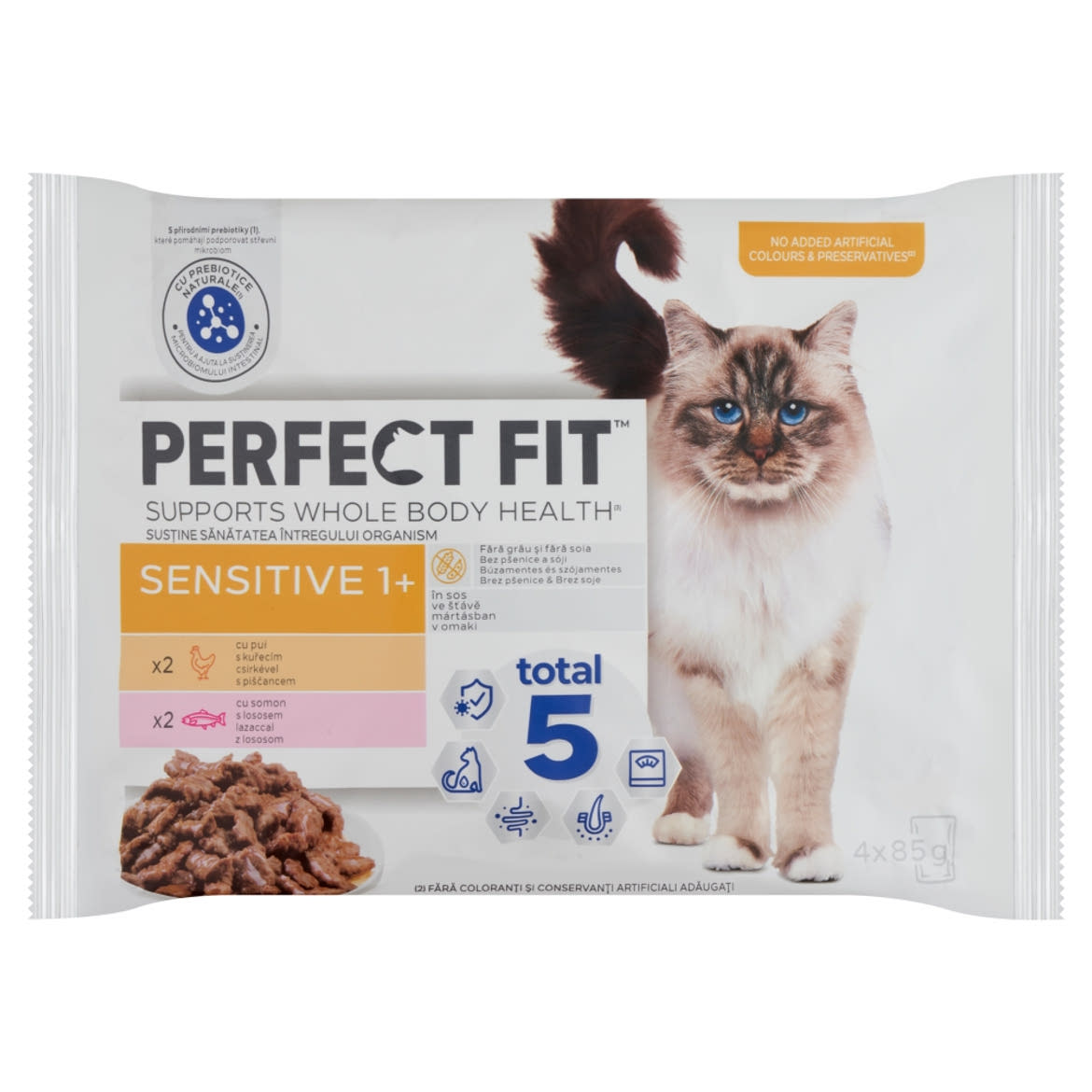 Perfect Fit Sensitive 1+ teljes értékű nedves eledel mártásban felnőtt macskáknak 4 x  (340 g)
