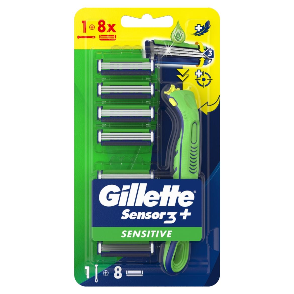 Gillette Sensor 3+ érzékeny cserefejű borotva ergonomikus nyéllel és borotvapengével