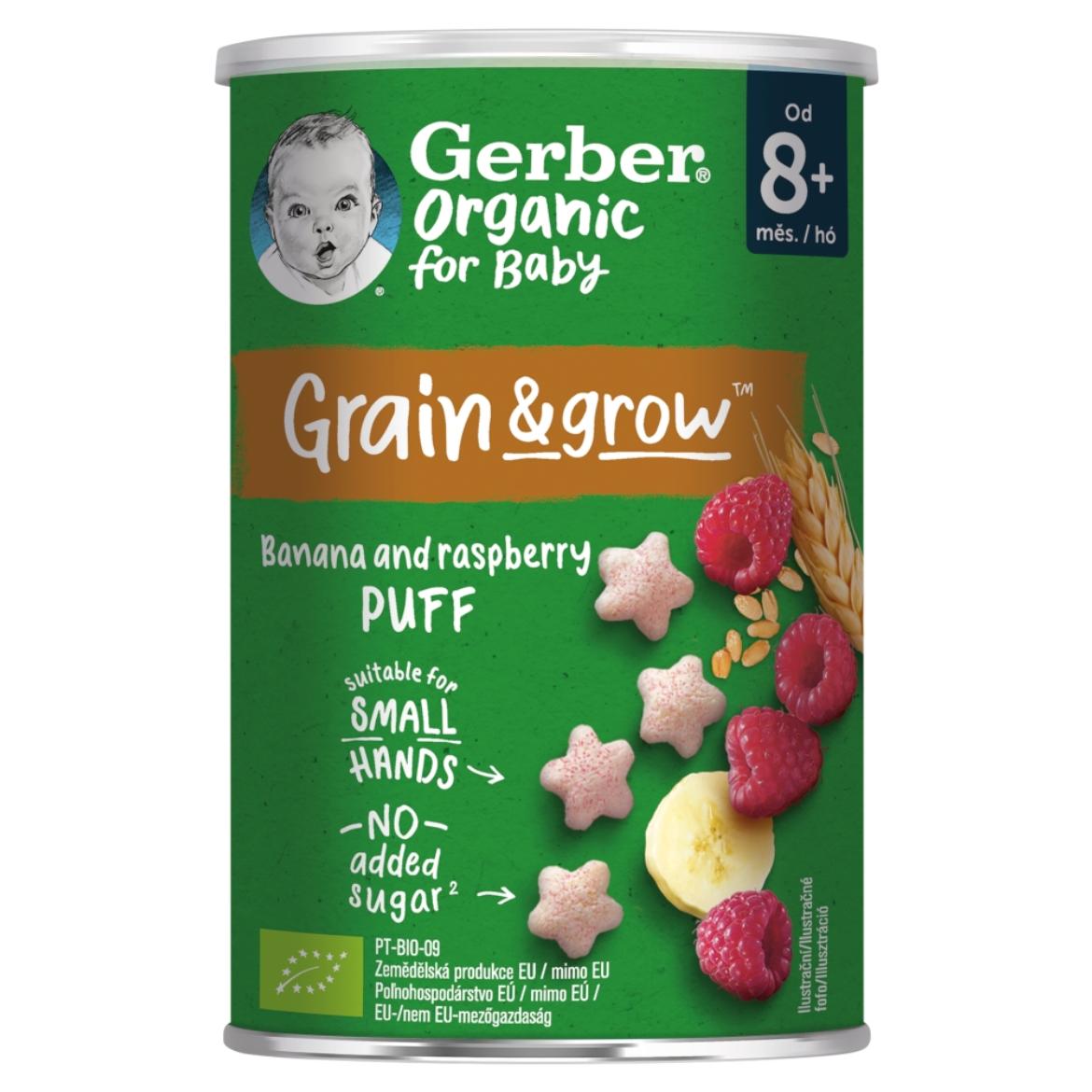 Gerber Organic banános és málnás bio gabonasnack 8 hónapos kortól