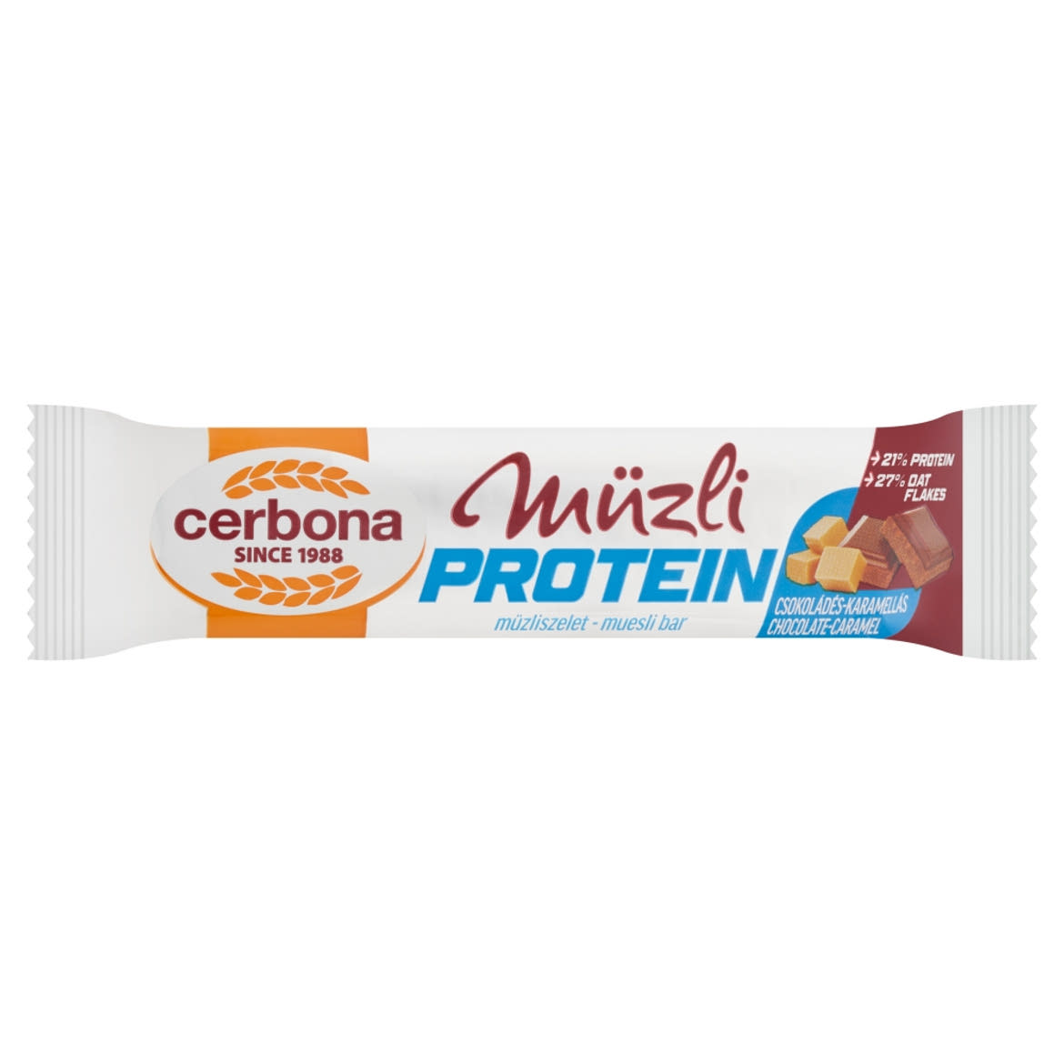 Cerbona Protein fehérjében gazdag csokoládés-karamellás müzliszelet