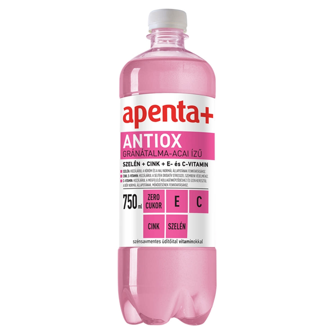 Apenta+ Antiox gránátalma-acai ízű szénsavmentes energiaszegény üdítőital vitaminokkal, + betétdíj, 0,75 L