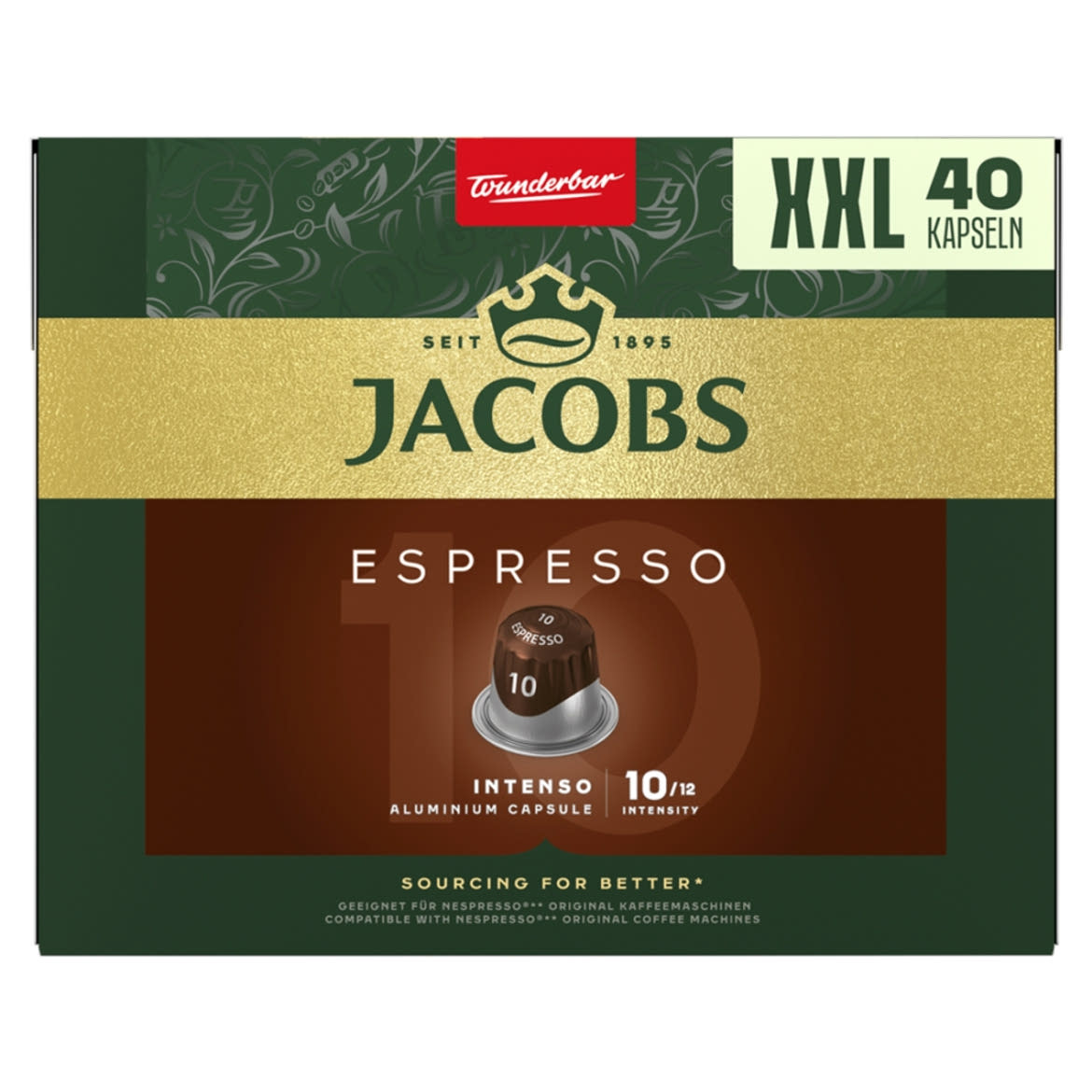 Jacobs Espresso 10 Intenso őrölt-pörkölt kávé kapszulában 40 db