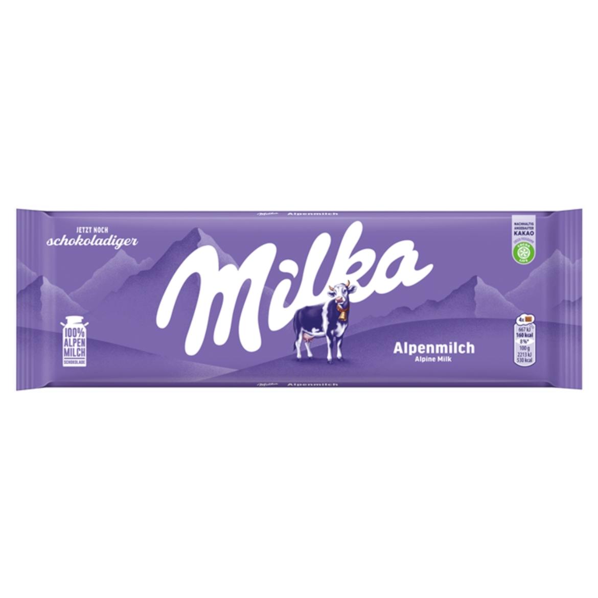 Milka alpesi tej felhasználásával készült tejcsokoládé