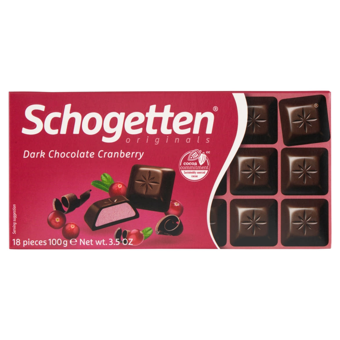Schogetten étcsokoládé áfonyakrém-töltelékkel