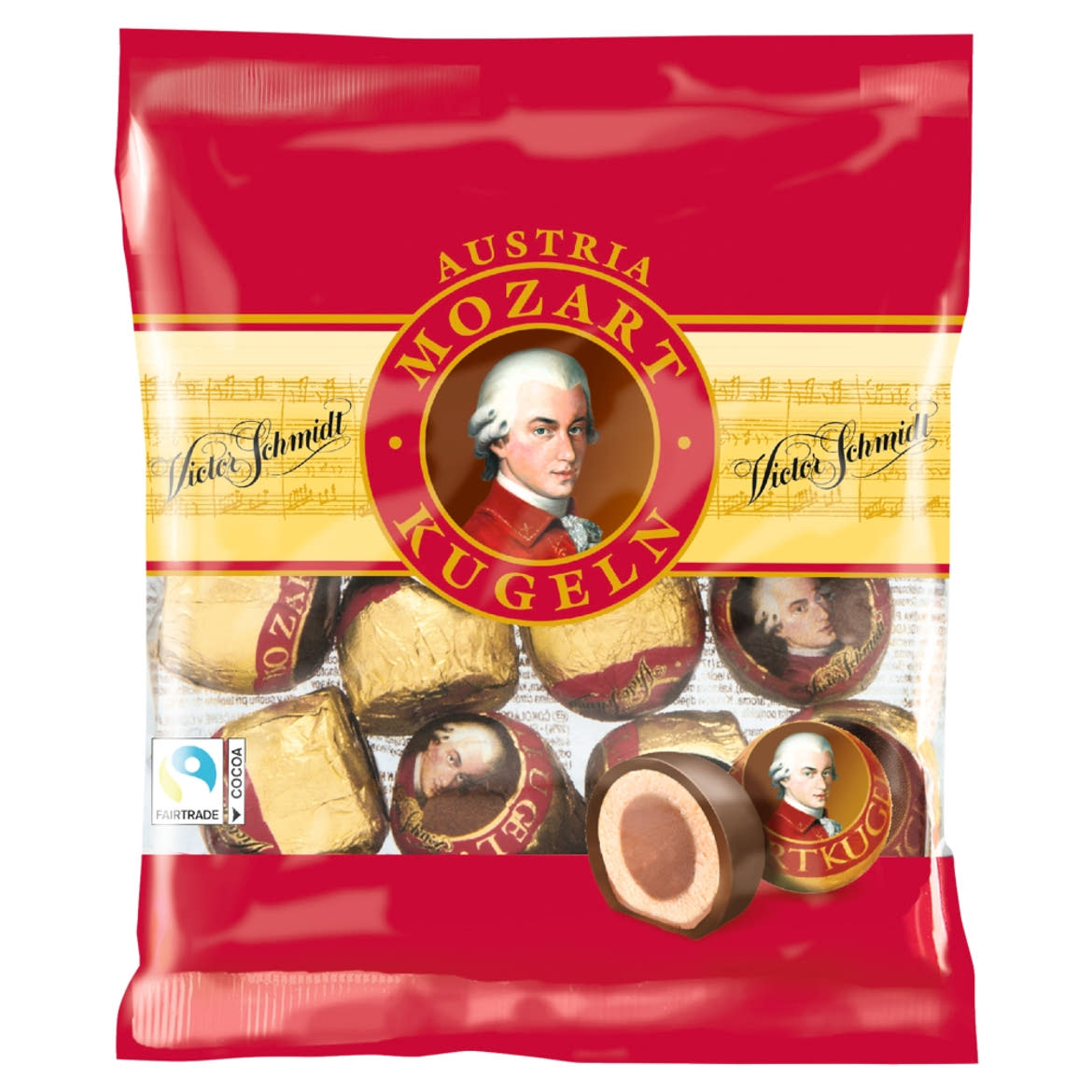 Victor Schmidt Mozartkugeln marcipánnal és nugátkrémmel töltött csokoládé praliné