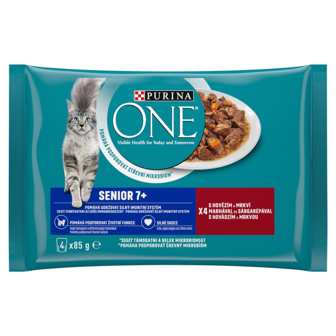 Purina One Senior 7+ teljes értékű állateledel 7 éves és idősebb macskák számára 4 x  (340 g)