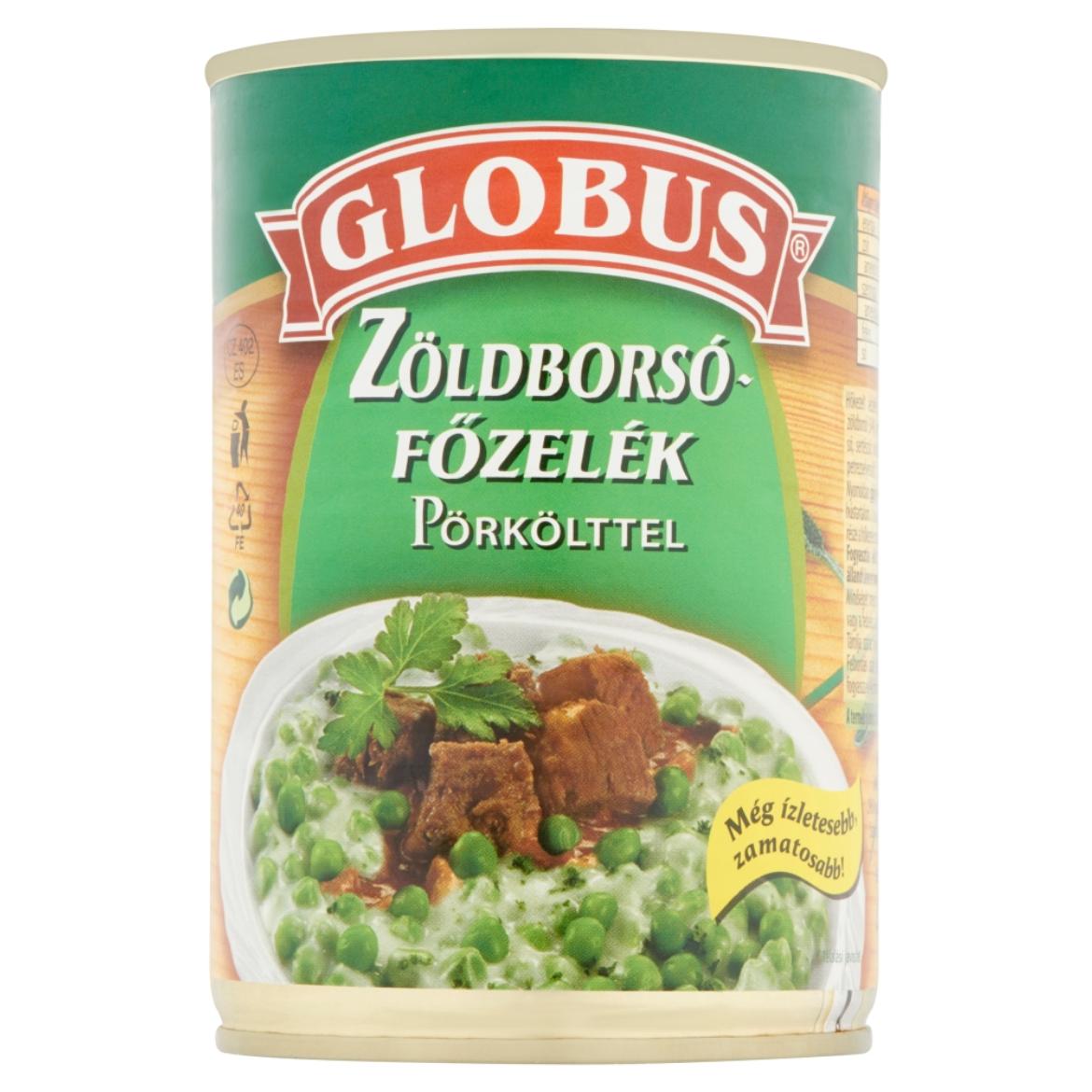 Globus zöldborsófőzelék pörkölttel