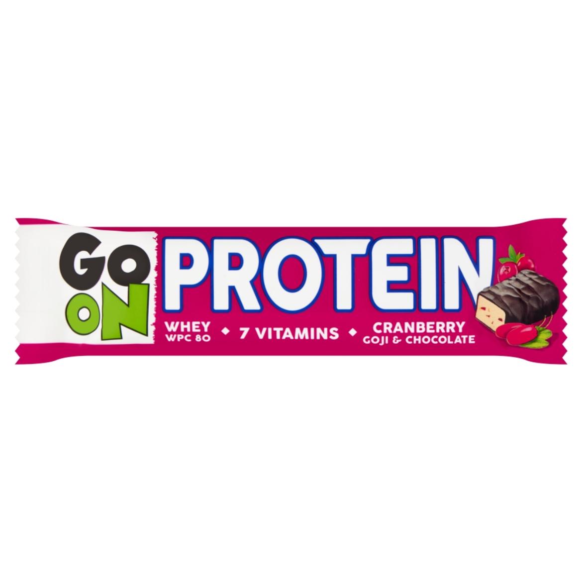 Protein Go On! fehérje-tartalmú áfonya-gojibogyó ízű szelet inulinnal és tejcsokoládéval