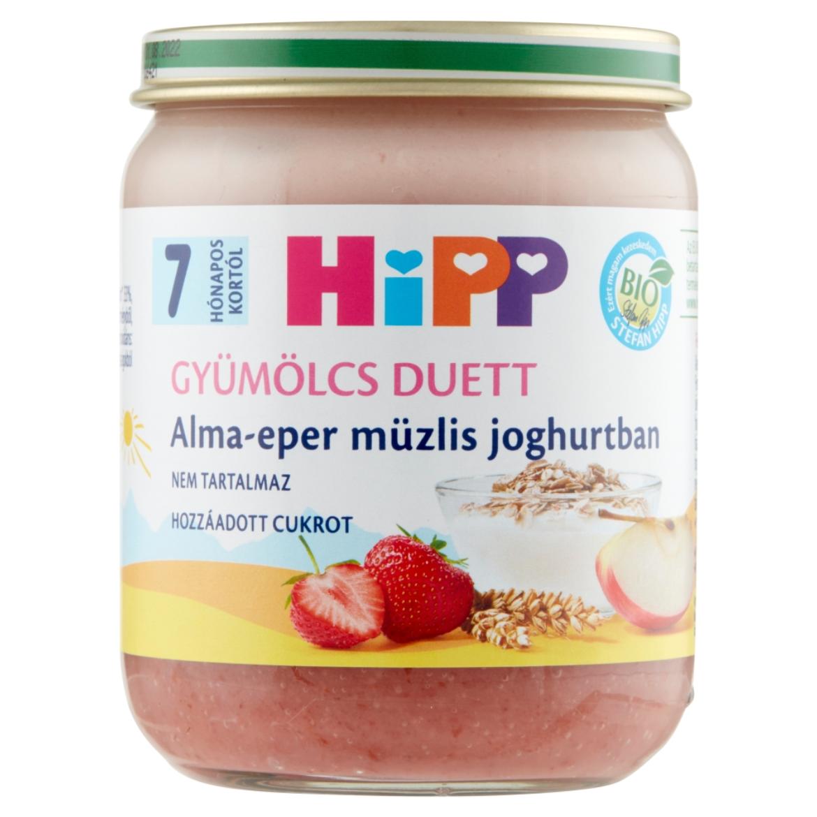 Hipp bio 7 hónapos kortól alma-eper-müzlis joghurtban