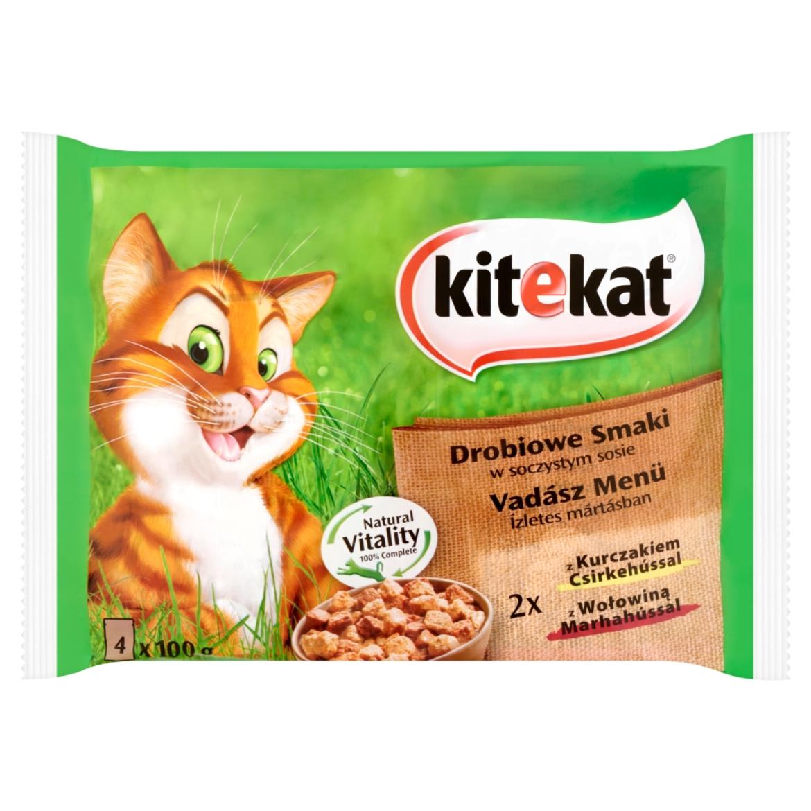 Kitekat Vadász Menü nedves állateledel macskák számára csirke-marha alutasak 4 x