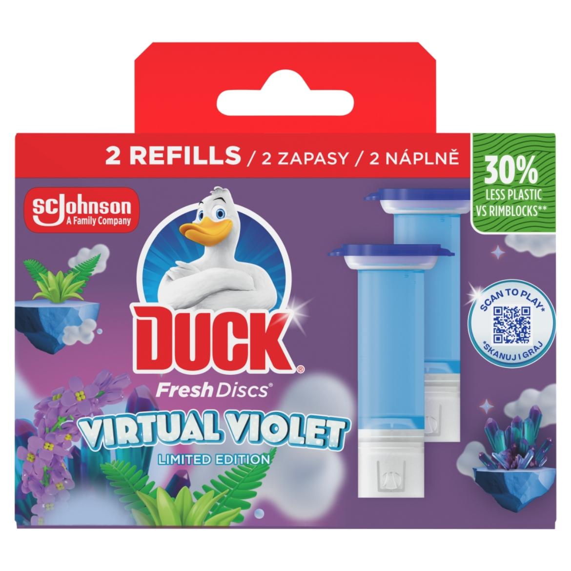 Duck Fresh Discs Virtual Violet WC-öblítő korong utántöltő 2 x  (72 ml)