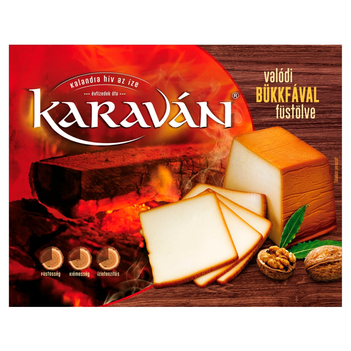 Karaván füstölt, vágható, zsíros ömlesztett sajt