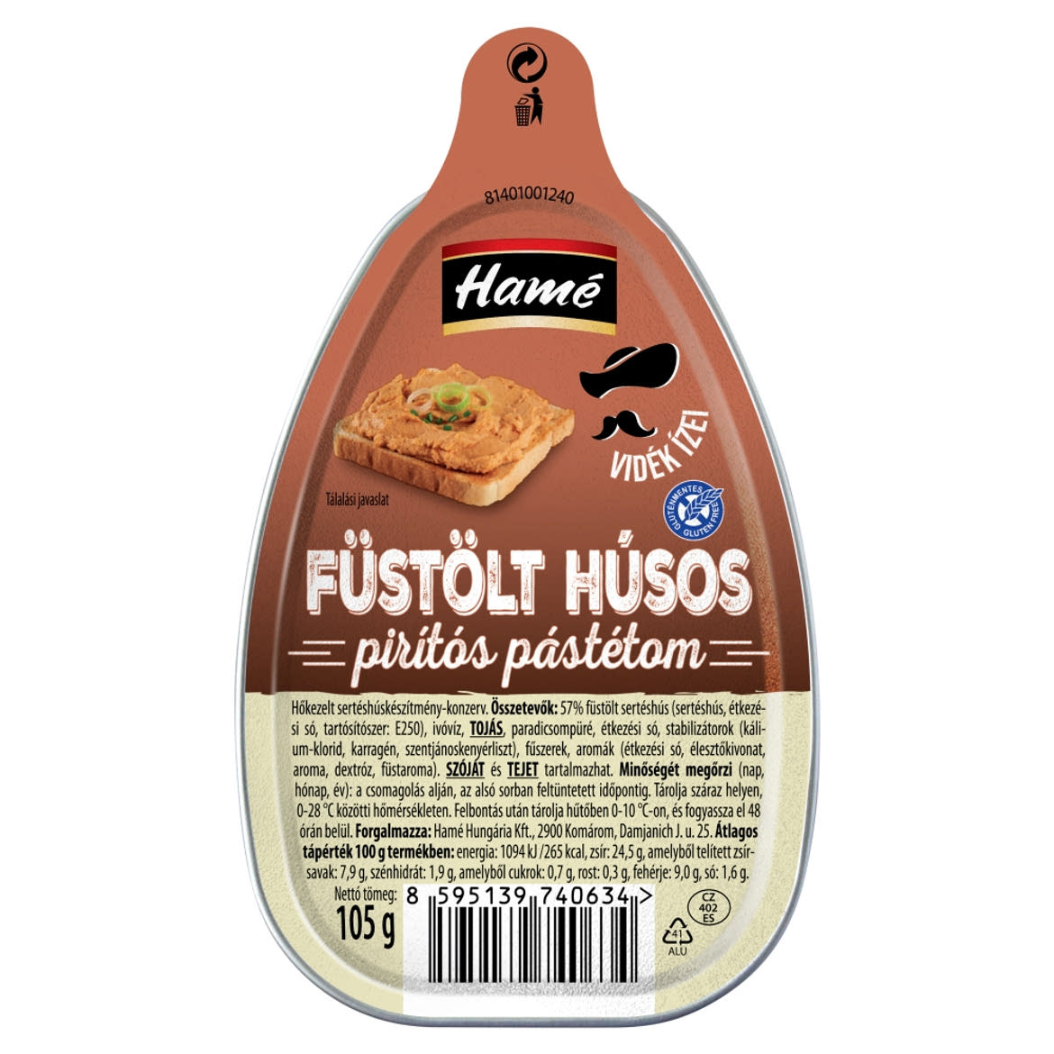 Hamé füstölt húsos pirítós pástétom