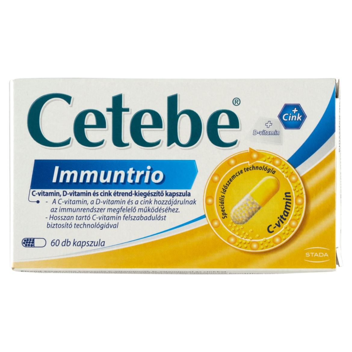 Cetebe Immuntrio C-vitamin, D-vitamin és cink étrend-kiegészítő kapszula 60 db
