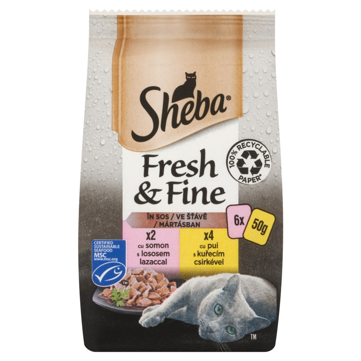 Sheba Fresh & Fine teljes értékű nedves eledel felnőtt macskáknak 6 x  (300 g)