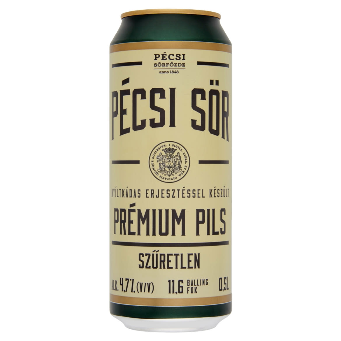 Pécsi Sör Prémium Pils szűretlen minőségi világos sör 4,7%