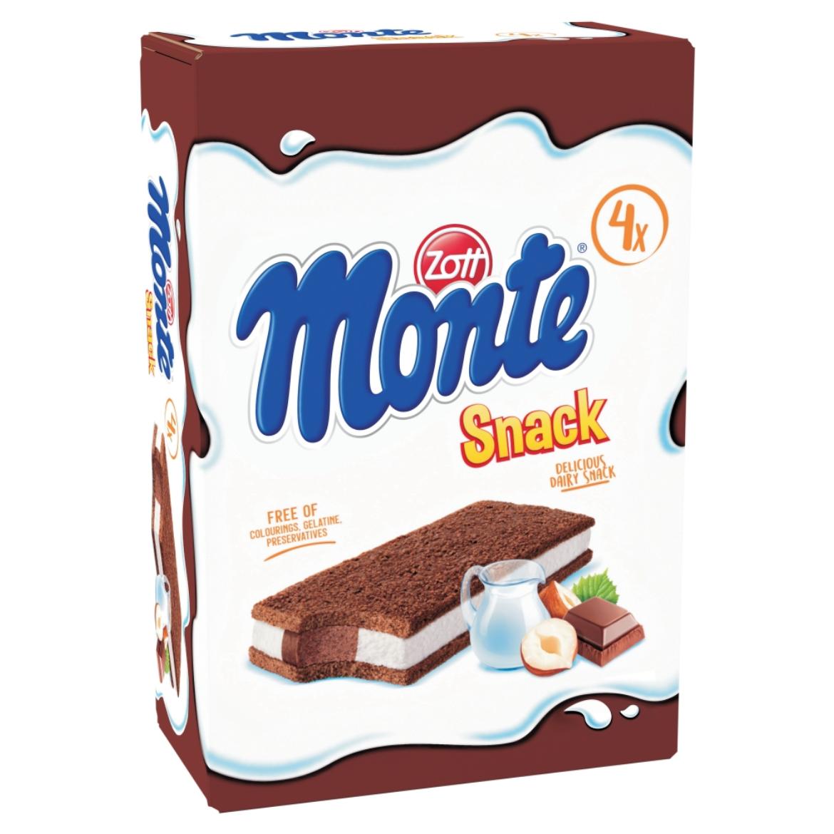 Zott Monte Snack tejes, csokoládés-mogyorós krémmel töltött sütemény 4 x  (116 g)